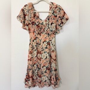 Calypso St. Barth 100% Silk Floral Ruffle Dress Size 4 Romantic Boho Mini